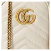 Gucci GG Marmont distressed vintage gold hardware V-shaped quilted leather coin purse mini women's white