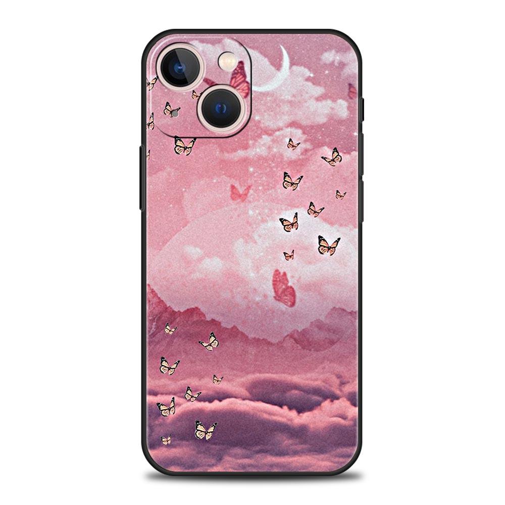 Роскошный мягкий чехол для телефона с кристаллами в виде бабочек для iPhone 13 15 14 12 11 Pro MAX XR X SE XS 7 8 Plus, силиконовый, черный, защитный