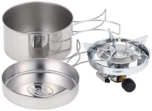 Captain Stag Camping Small Gas Burner Stove Piezoelectric Ignition Cooker Set with Bag M-7903