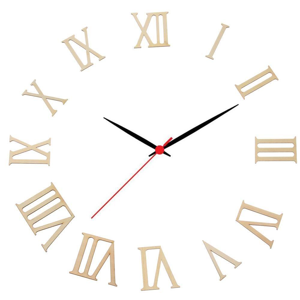 12pcs/set Home & Garden Home Decorations Laser Cut Wooden Roman Numerals Wood Chip Clock Accessories