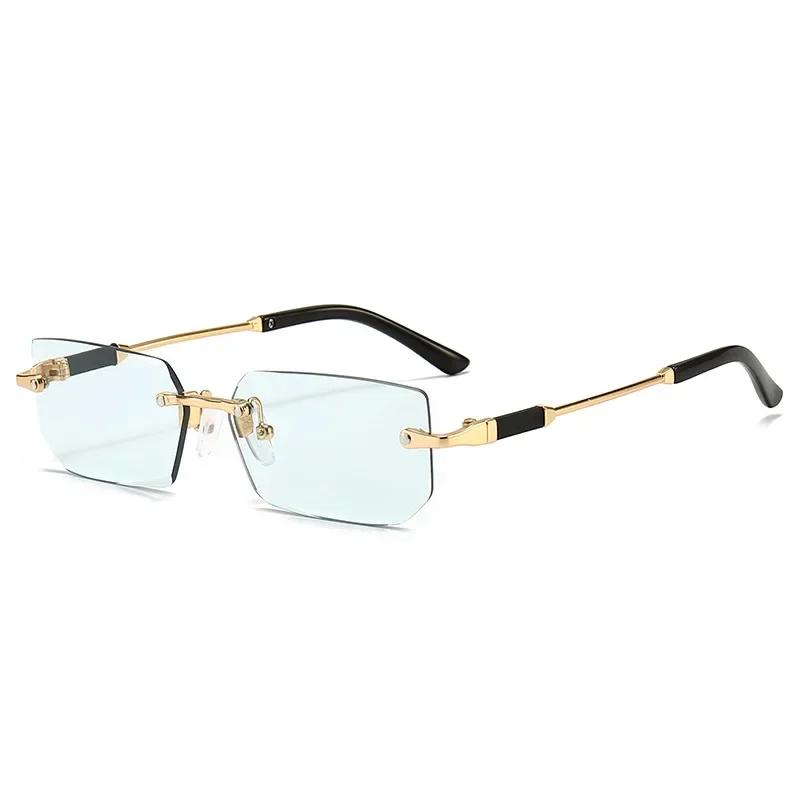 Fashion Rimless Sunglasses for Men Women UV Protection Multi Color Glasses Outdoor Driving Travel Accessories