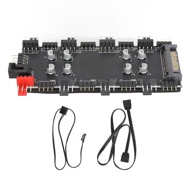 12V 4-контактный ARGB и PWM-хаб 8 каналов PWM-хаб для ПК Расширение интерфейсов ARGB вентилятора материнской платы с питанием SATA