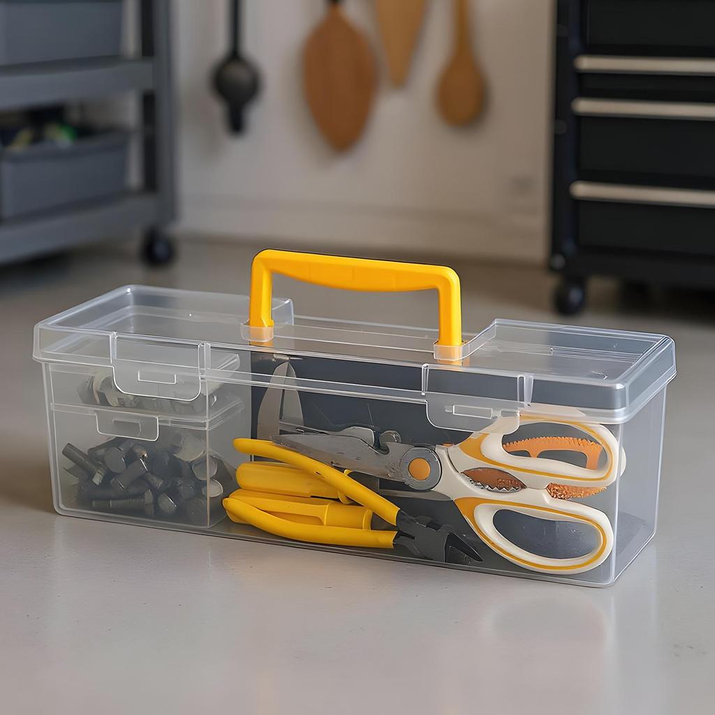 Hardware Organizer Box Fastener Organizer Clear Divided Case for Work Nuts Bolts Electronics Terminal Marker Ratchet Mechanic