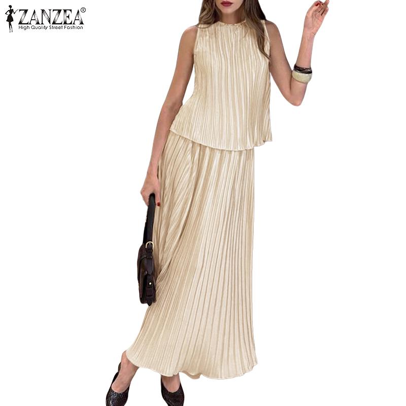 ZANZEA Женские безрукавки, топы и длинные юбки, летние комплекты из двух частей