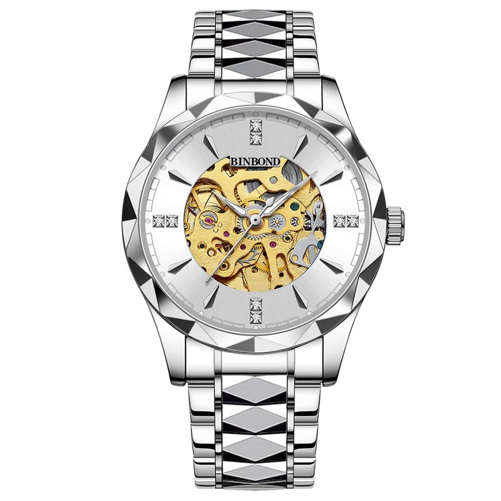 Automatic Skeleton 3ATM Waterproof Luminous Analog Stainless Steel Simple Stylish Casual Business Fashion Accessories Birthday Anniversary Christmas