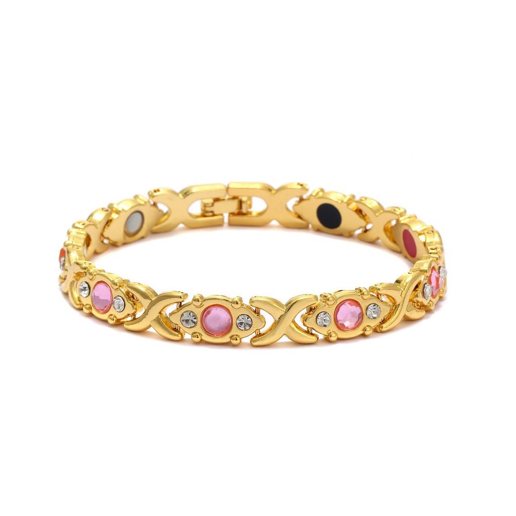 Ladies Detachable Energy Magnetic Bracelet Eco Friendly Rhinestone Adjustable Bangle