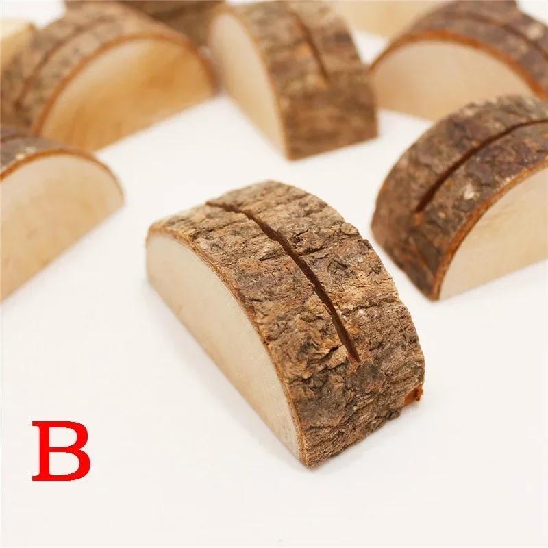 10 шт. Деревянные поделки Фотоклип Натуральная бирка Имя Подставка Номер стола Винтажная карточка для рассадки Свадебная вечеринка DIY Аксессуары