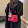 Red bag women's 2025 new fashion high sense foreign style portable messenger small square bag wedding bride bag wedding bag