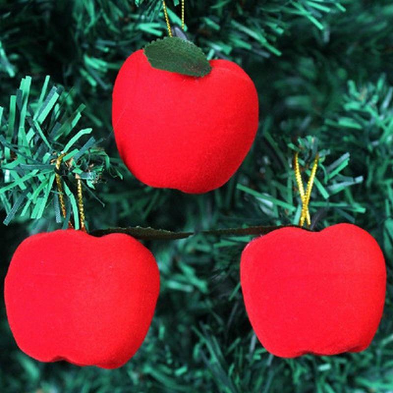 12pcs/bag 3cm Christmas Decoration Gifts Red Apple Pendant Christmas Tree Decorations Christmas Supplies KTY