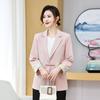 Mom's Autumn Wear: Women's Short Solid Color Suit Jacket for Middle-aged and Elderly - Lightweight Spring/Fall Style