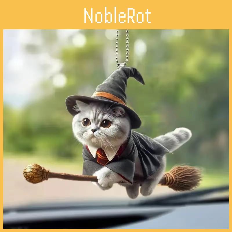 Метла для верховой езды Милый узор с волшебным котом Акриловая подвеска Украшение для автомобильных аксессуаров