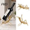 Eye-catching Wine Display Metal Ant Rack, Freestanding Bottle Holder, Stable Retro Golden Rack Art Ornament Red Stand, for Home Kitchen Bar