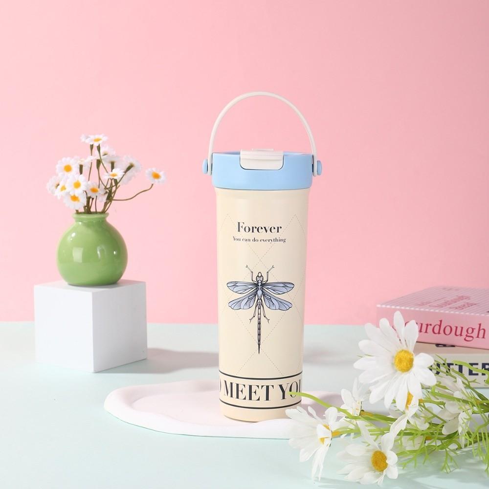 Непротекающая мультяшная термокружка из нержавеющей стали 316, кофейная кружка, портарная чашка с соломинкой