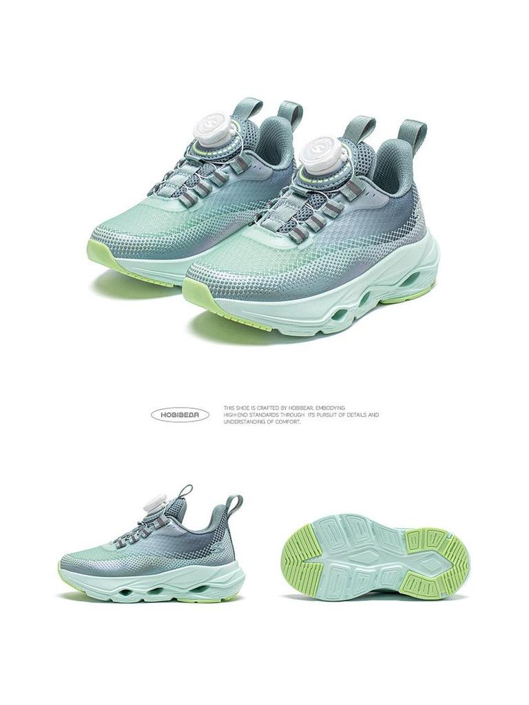Happy Bear Boys' Lightweight Double Mesh Running Shoes with Rotating Buckle & Shock Absorption, Breathable & Trendy Design.
