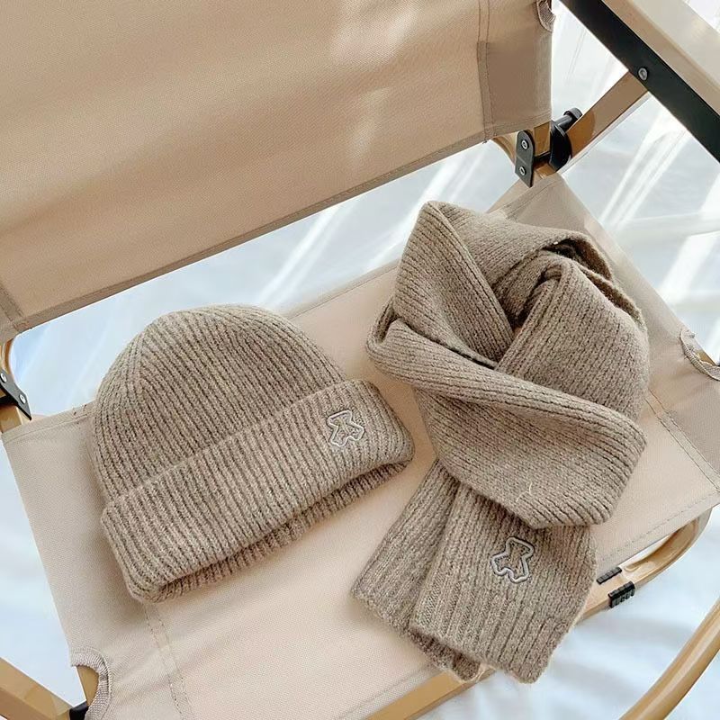 Children's Hat Scarf Set Autumn Winter Boys Baby Ear Hat Girls Knitted Hat Boys Baby Wool Hat