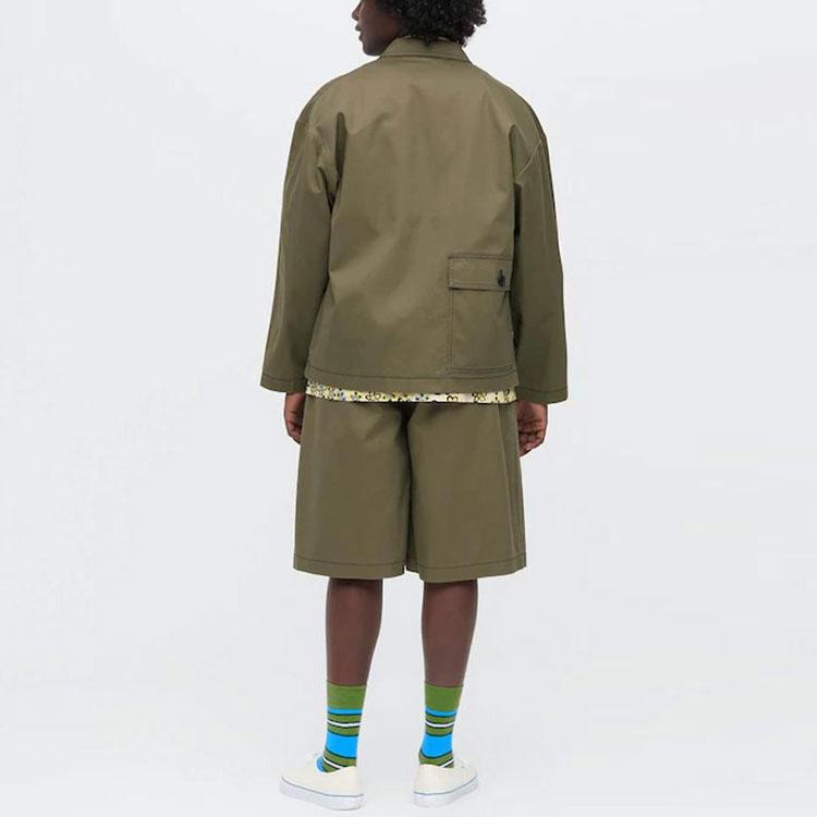 Uniqlo Широкие шорты-коробка X MARNI (Азия) Оливковый Унисекс Уличная одежда 449563-57