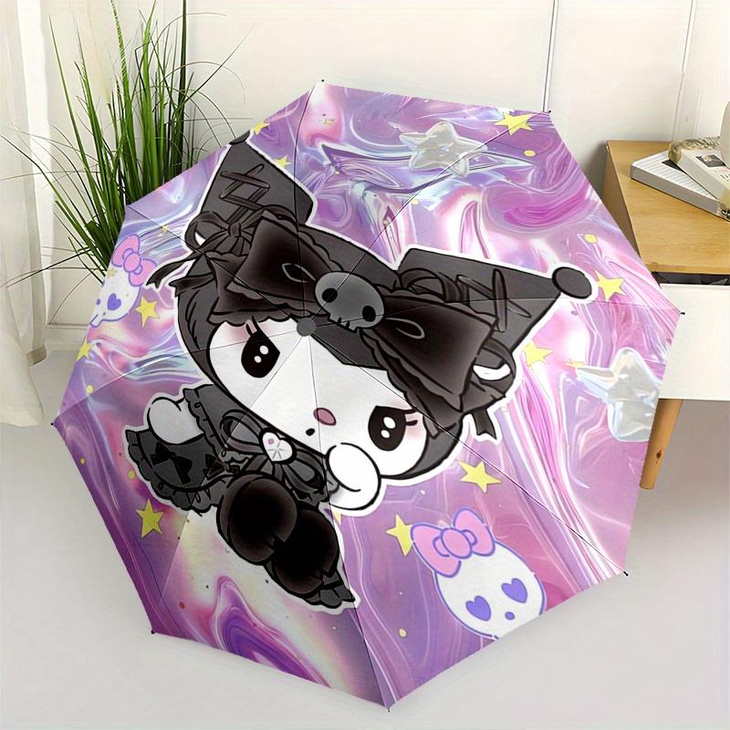 Kuromi,Cute Automatic Umbrella-Foldable, Durable 8-Bone Design, Compact and Stylish, Great for Camping, Halloween, Christmas, Mother's Day T
