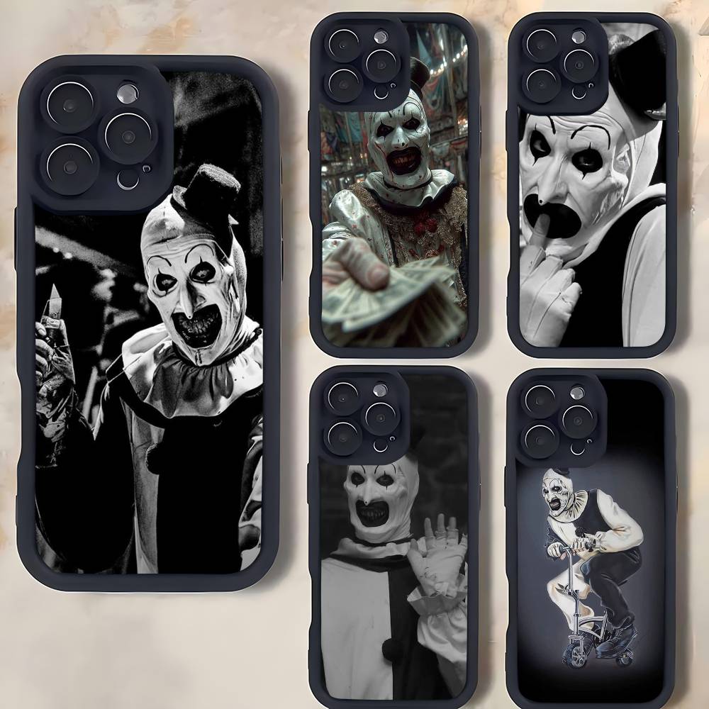 Ужасы-Клоуны-T-Terrifier Для iPhone 17 16 15 14 13 12 11 Pro Max Plus Черный Чехол-бампер из ТПУ с Полным Покрытием, Ударопрочный
