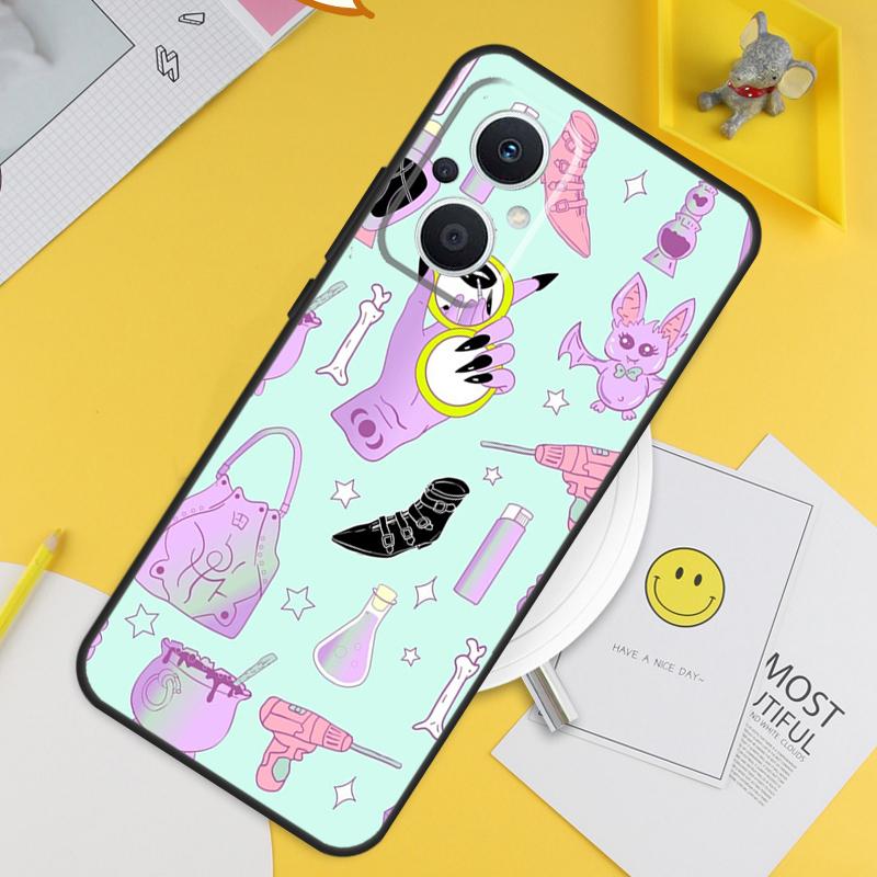 Девичий Пастельный Ведьма Гот Узор Для OPPO Reno 14F 13F 12F 11F 13 12 11 10 14 Pro 7 8 Lite 8T OPPO Find X5 X6 X8 X9 Pro Чехол