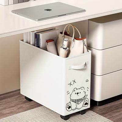 Милая тележка для хранения на колесиках, Портативное хранилище на колесах, Многофункциональный ящик для хранения, Принт с мультяшными животными