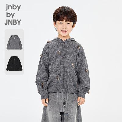 Унисекс вязаный кардиган с капюшоном и цветочным узором JNBY для детей