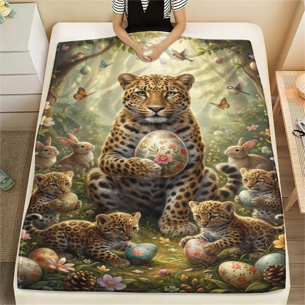 1PC Cute and heartwarming Print FlAannel Blanket, High quality Comfortable for All Seasons, Home Decor, Warmth and Comfort