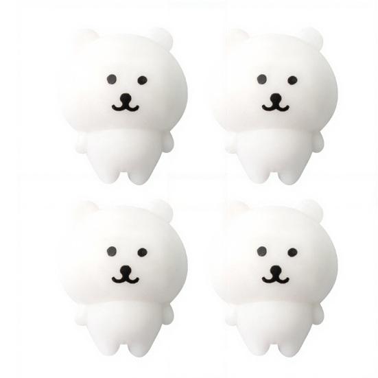 yangyizhi 4Pcs Mini Cartoon Bear Squeeze Toy, Stress Relief White Sensory Focus Aid Hand Relaxation Fidget Party Favors