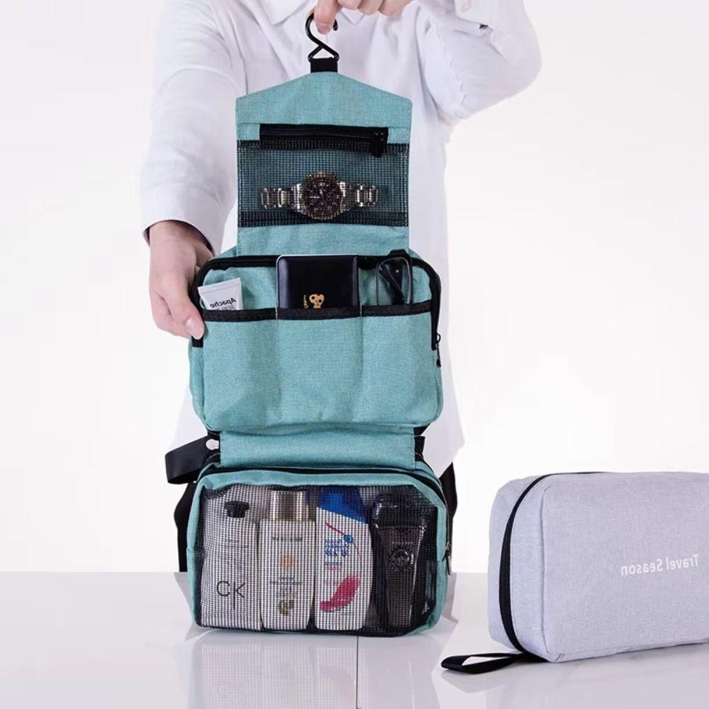 Hanging Hook Men Makeup Case Large Capacity Travel Cosmetic Bag  Wash Organizer