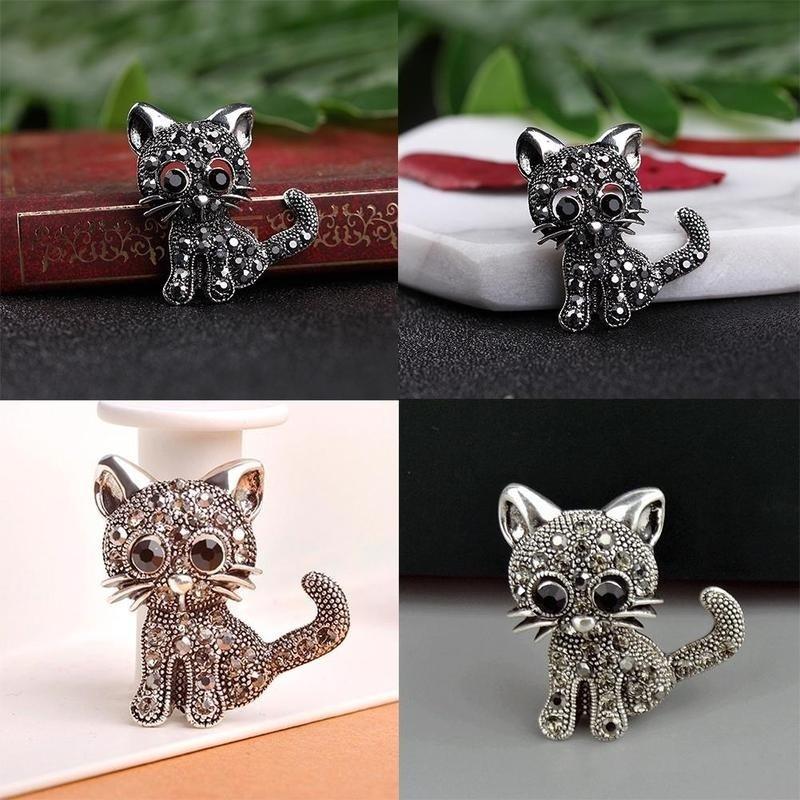 Blucome Cute Little Cat Brooches Pin Up Jewelry For Women Suit Hats Clips Corsages Brand Brooch AVE