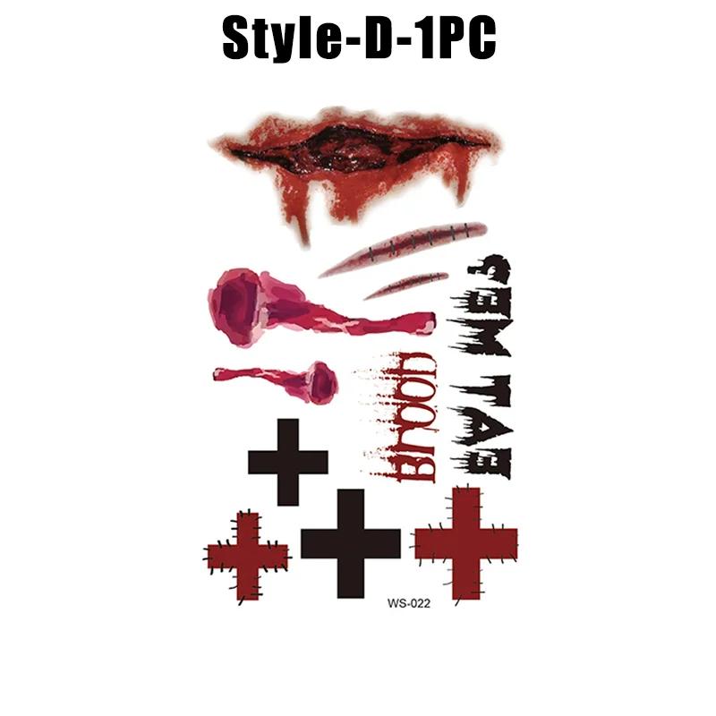 Хэллоуин Водонепроницаемые Временные Наклейки Татуировки Сексуальный Кровавый Макияж Зомби Шрам Татуировка Украшение Рана Ужас Кровь Наклейка