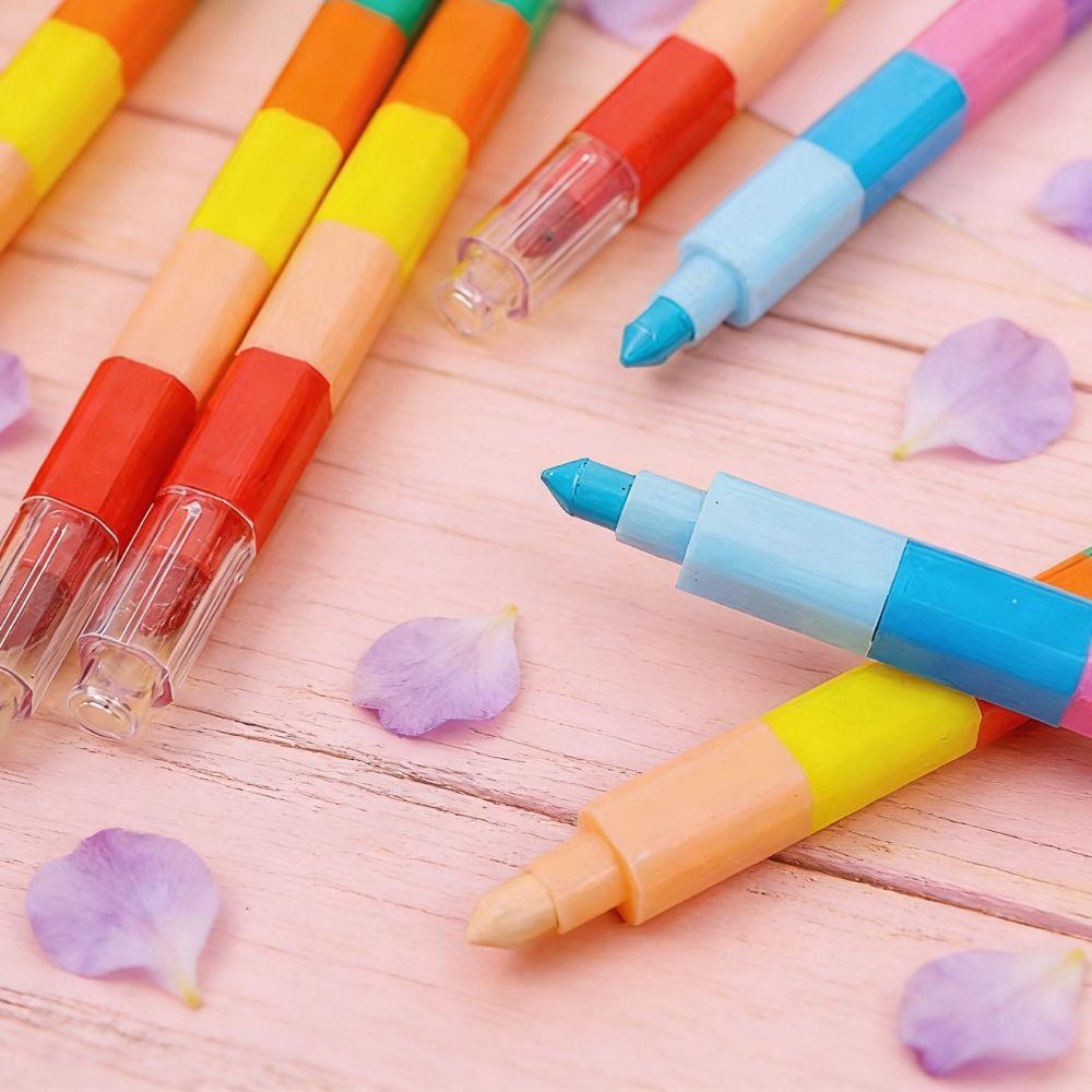 1/3/5pcs 12 Colors Buildable Crayons Rainbow Creative Stackable Coloring Oil Painting Stick Cute Prize Student Stationery YMY