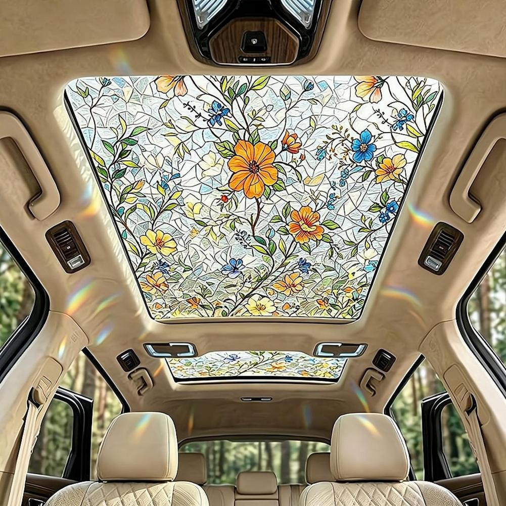 1/3pcs Car Sunroof Tinting Window Sticker Plant Floral Glass Decal Film Removable Home Car Decor Window Decoration