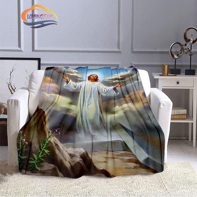 Одеяло с изображением Иисуса Христа, фланелевое теплое мягкое плюшевое одеяло для дивана-кровати, одеяло из серии «Дева Мария и Иисус», религиозное верование