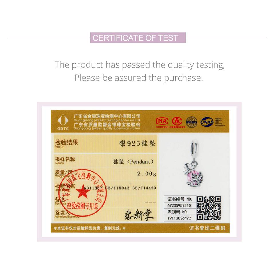 WOSTU 925 Sterling Silver Shiny Pink Cubic Zirconia Retro Patterns Perfume Bottle Charm Pendant for Original 3mm Bracelets & Necklaces