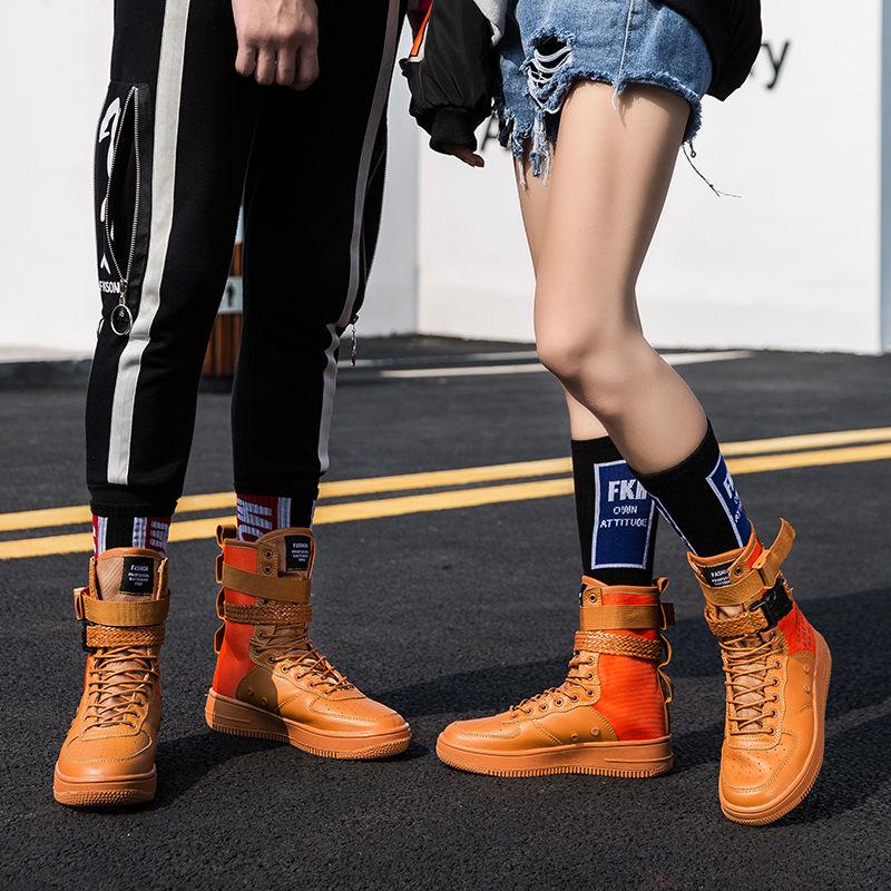 High Top Buckle Lovers Breathable Casual Sneakers Zapatillas Personality Street Style Couple Shoes