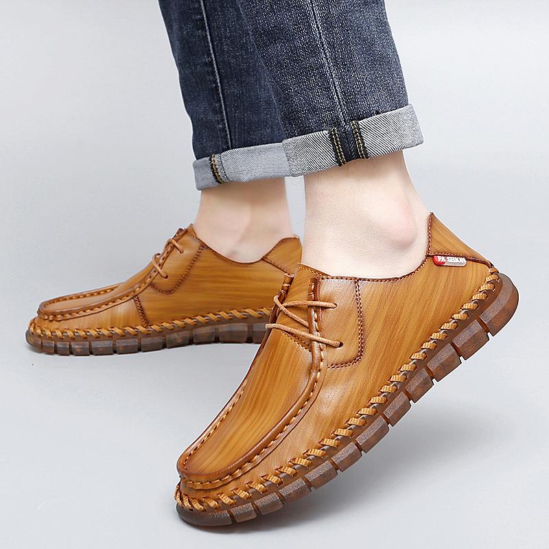 New Handmade Leather Men Shoes Casual Comfortable Men Loafers Leather Shoes Men Flats Hot Sale Outdoor Walking Shoes