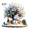 Xmas Town Scene Ornaments Christmas Village Houses Table Decoration, Snow Patterns 2D Acrylic Snowman Ornament, Decorative Centerpieces for