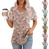 Ladies' Easter Printed Casual Pleated Round Short Sleeved T-shirt Top