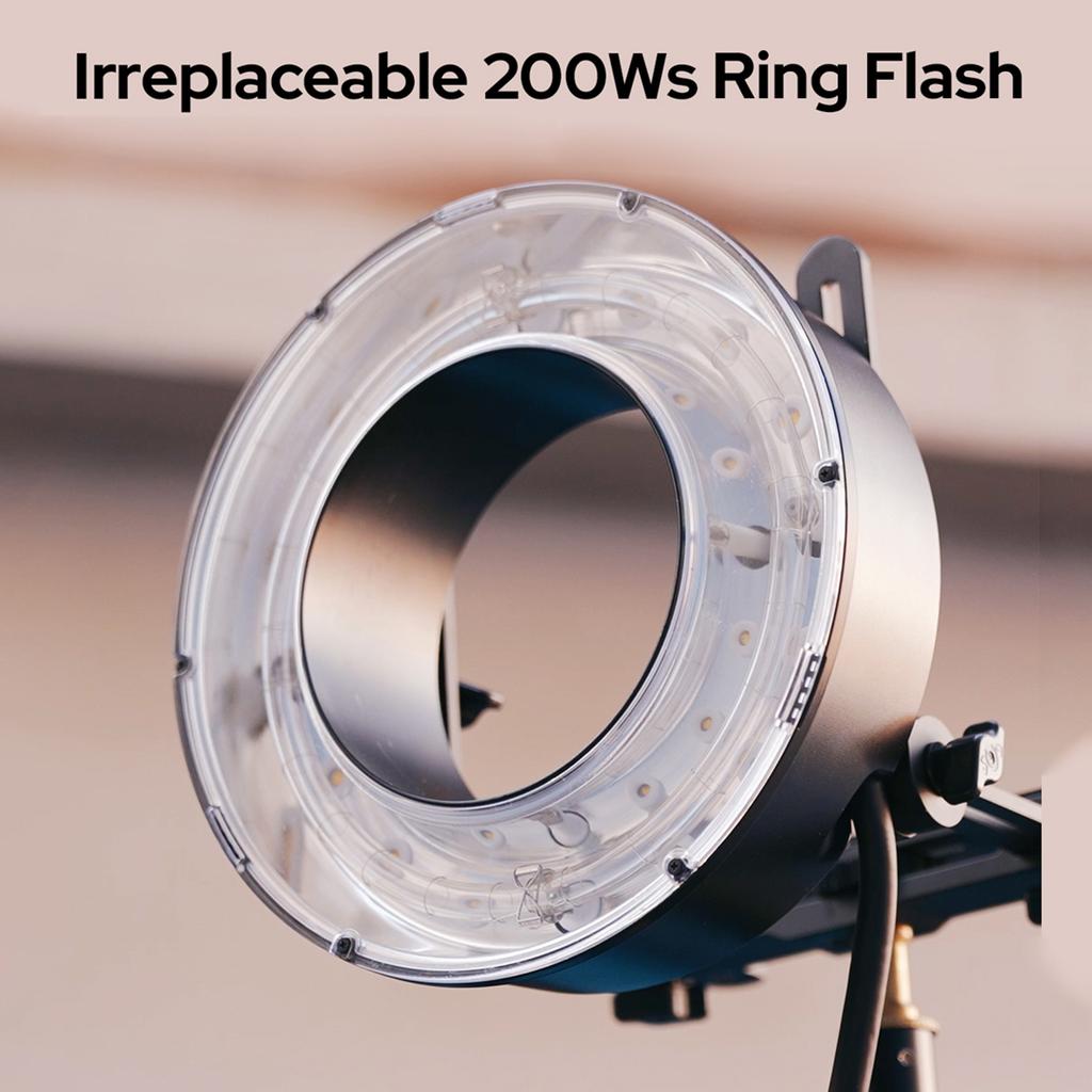 Godox R200 Ring Flash Head for Godox AD200  AD200Pro Flash 200Ws Flash Power Built in 10W Modeling Lamp 3 Level