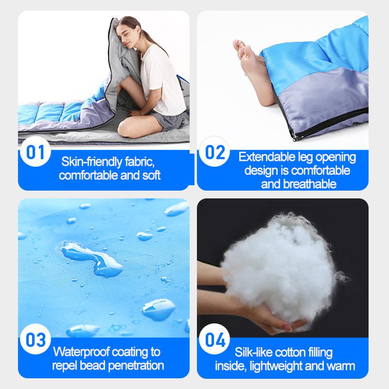 Спальный мешок для кемпинга, сверхлегкий водонепроницаемый 4-сезонный теплый конверт, спальные мешки для путешествий на открытом воздухе, пешего туризма