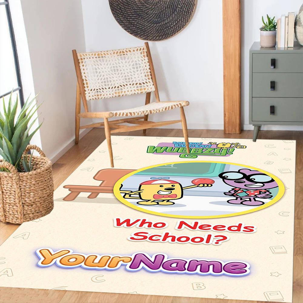 Wow! Wow! Wubbzy Personalized Text Floor Mat Suitable for Foyer Living Rooms Outdoor Study room Anti-slip Rug Office home decor Birthday/Christmas Gif