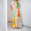 New Spring Women's Temperament Printed Cardigan Lapel Strap Dress