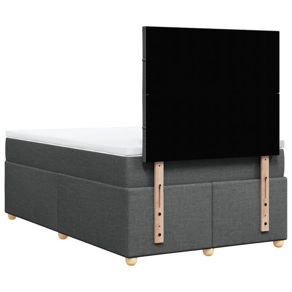 Box Spring Bed with Mattress Dark Gray 120 x 190 cm Fabric