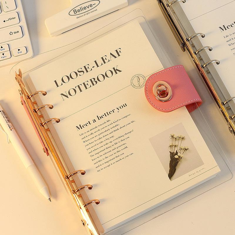 A5 B5 Rose Gold With Wallet Button 90 Sheet Inner Page Binder Notebook Cover Diary Agenda Planner Paper Cover School Stationery
