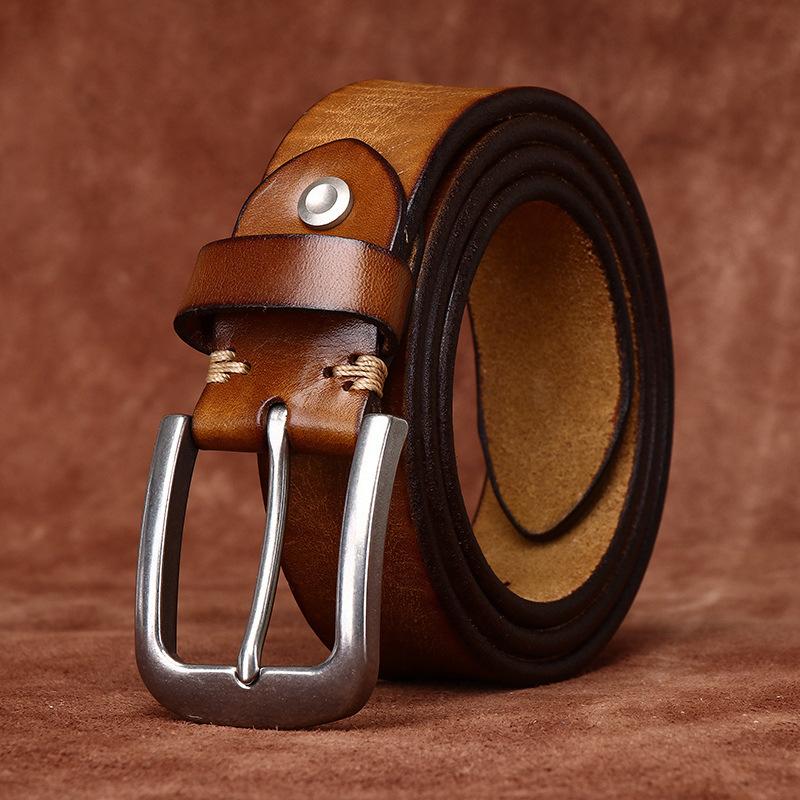 Редкий Утолщенный Сверхтолстый Пояс из Коровьей Кожи Первого Слоя Мужской Натуральная Кожа Пряжка из Нержавеющей Стали Стирка Ретро Простой Повседневный Пояс
