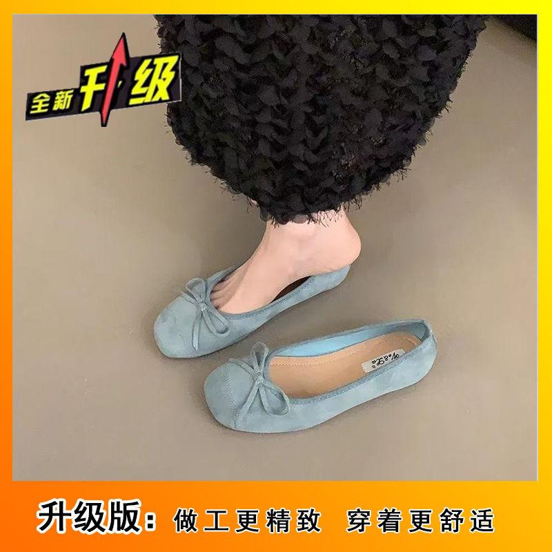 Небольшое горлышко с плоским дном бантиком матовый бархат круглая голова туфли нежные маленькие ароматные балетки с мягкой подошвой осень 2025 новые модели