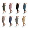Женские укороченные брюки на резинке с высокой талией, прямые брюки-карго с карманами, летние повседневные брюки, универсальные