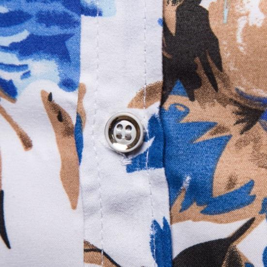 Men Spring Summer Shirt Turn-down Collar Single-breasted Slim Fit Long Sleeve Buttons Soft Breathable Vivid Flower Print Mid Length Men Top