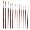 12Pcs Wine Red Nylon Hair Drawing Brush Art Painting Set Tool(flat)