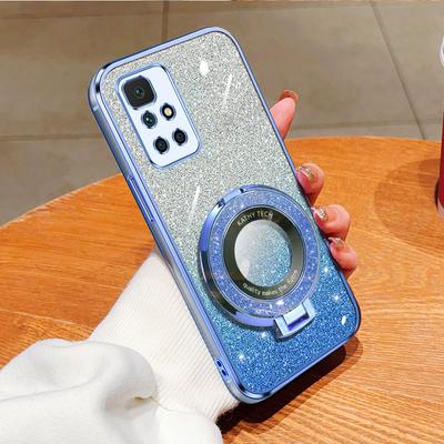 Магнитный держатель для кольца Bling, съемная блестящая наклейка, хромированный чехол TPU с подставкой для Redmi 10C 10X Pro 4G